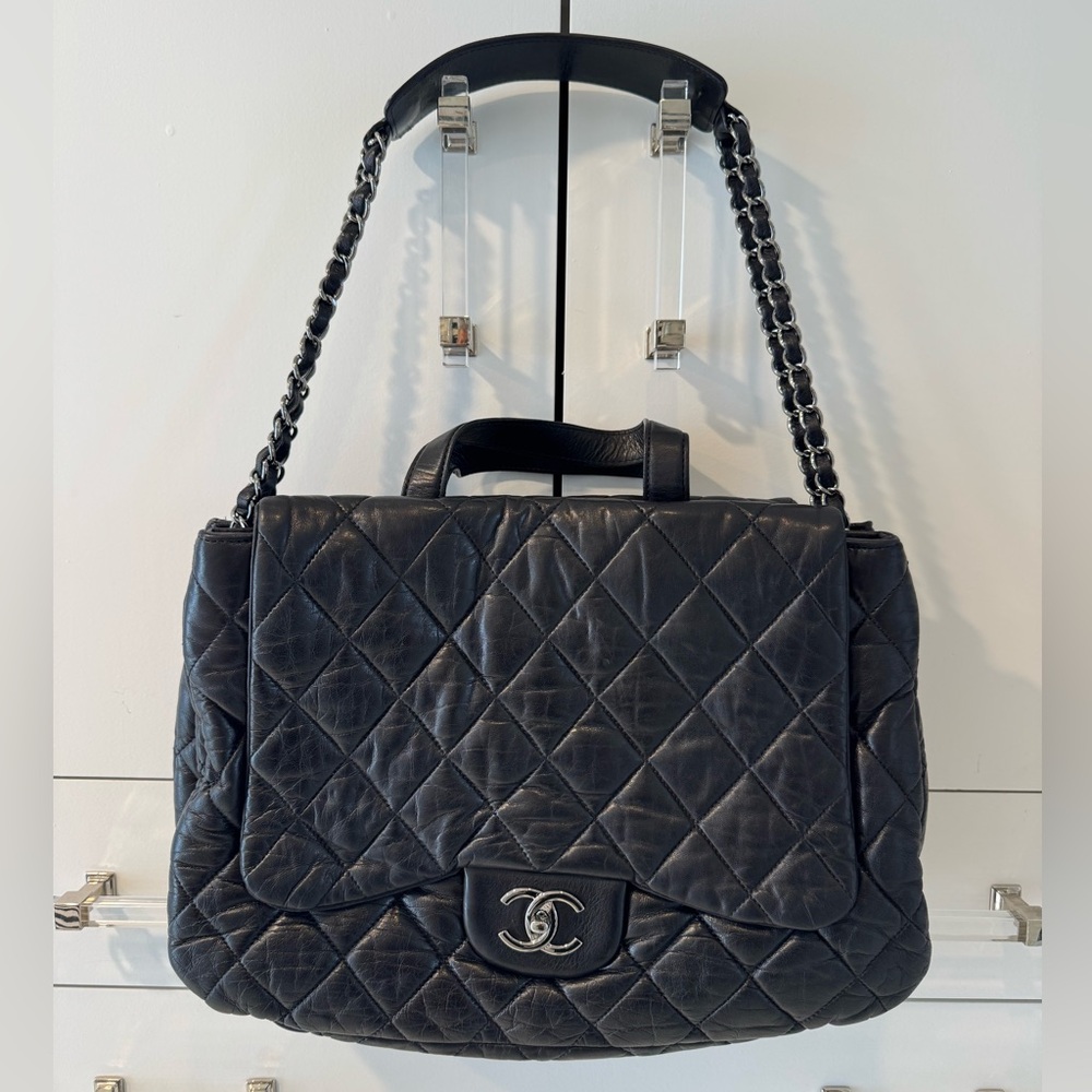 Chanel Caviar Black Quilted Shoulder Bag with Silver tone Hardware